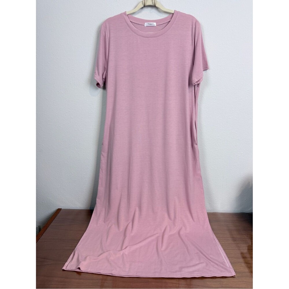 Naggoo Light Pink Midi T-Shirt Dress XL